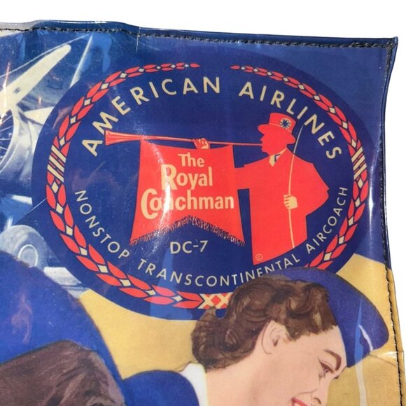 Vintage American Airlines Postcard Print 1960s images large tote bag purse - Picture 8 of 10